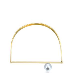 Golden Synthetic Materials Pearl D Shape Choker