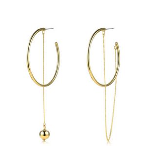 Golden Synthetic Materials Round Earrings