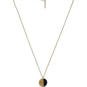 Golden Synthetic Materials Round Eclipse Necklace