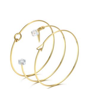 Golden Synthetic Materials Round Simple Geometry Bracelets Set