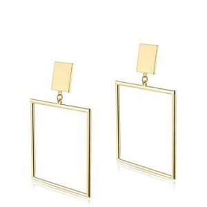 Golden Synthetic Materials Square Cut it Out Earrings