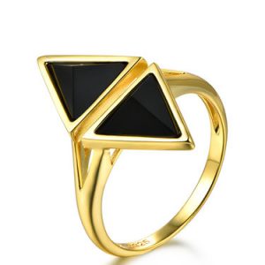 Golden Triangle Agate 925 Sterling Silver Ring