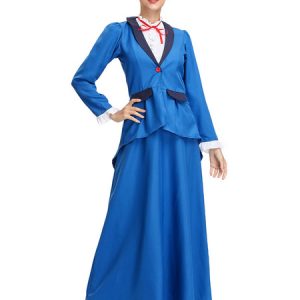 Governess Retro Costumes Ruffles Bow Long Skirt Women Vintage Costume Set