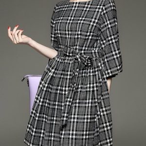 Gray A-line Balloon Sleeve Mini Dress