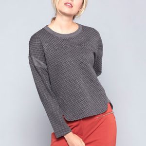 Gray Basic Jersey Plain Long Sleeved Top