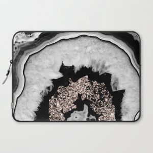 Gray Black White Agate with Rose Gold Glitter #1 #gem #decor #art #society6 Computer Cover by Anita's & Bella's Art - Laptop Sleeve - 15"