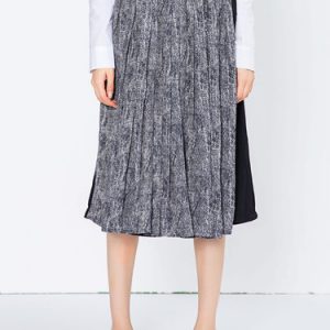 Gray Casual Color-block Midi Skirt