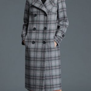 Gray Checkered/Plaid Casual Coat