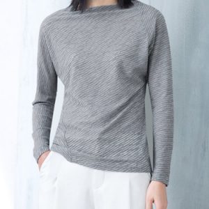 Gray Crew Neck Long Sleeve Long Sleeved Top