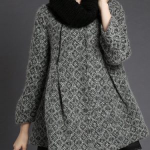 Gray Frill Sleeve A-line Coat