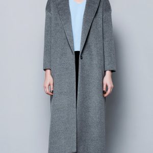 Gray Lapel Simple Wool Blend Buttoned Coat