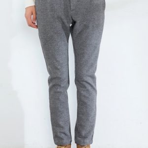 Gray Plain Pockets Simple Straight Leg Pants