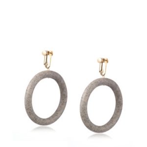 Gray Round Gold Plated Wheat Cheerio Earrings