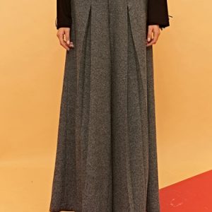 Gray Simple Folds Solid Straight Leg Pants