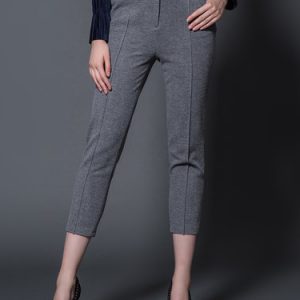 Gray Solid Casual Skinny Leg Pants