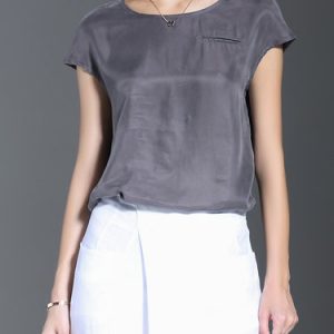 Gray Summer Short Sleeve Asymmetrical T-Shirt