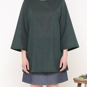 Green 3/4 Sleeve Geometric Cotton Tunic