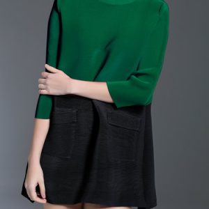 Green 3/4 Sleeve Turtleneck Tunic