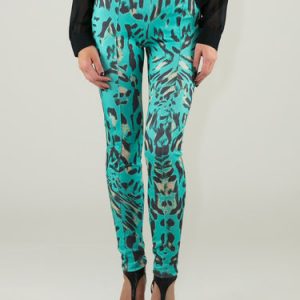 Green Casual Animal Printed Leggings