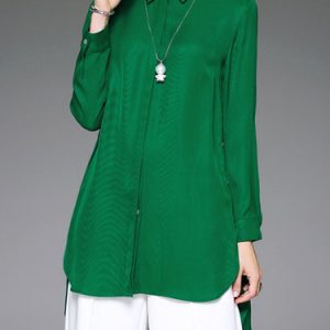 Green Casual Asymmetric Plain Tunic