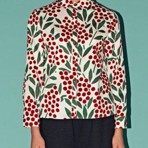 Green Casual H-line Floral Shirt Collar Blouse