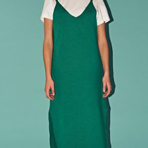 Green Casual Spaghetti Slit Knitted Midi Dress