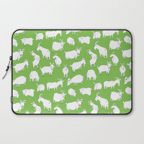 Green Goats Computer Cover by Vicky Webb AKA Crumpetsandcrabsticks - Laptop Sleeve - 15"