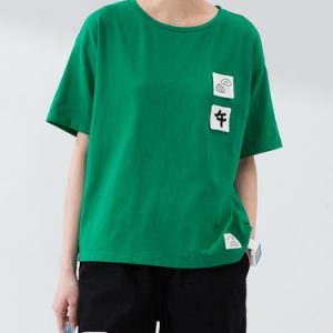 Green Plain Shift Half Sleeve T-Shirt