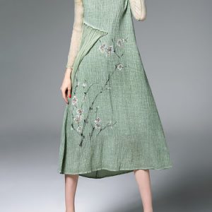 Green Shift Vintage Midi Dress