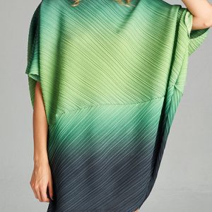 Green Slash Neck Ombre Batwing Tunic