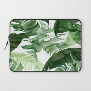 Green leaf watercolor pattern Computer Cover by mmartabc - Laptop Sleeve - 13"