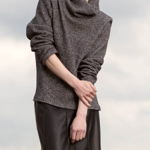 Grey Acrylic Plain Casual Long Sleeved Jumper