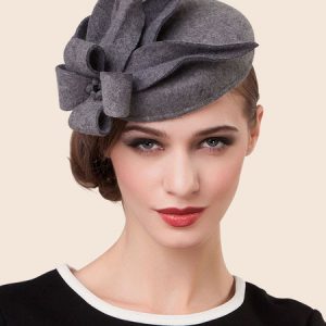 Grey Costume Hat Wool Flowers Flapper Hat Costume Accessories Halloween