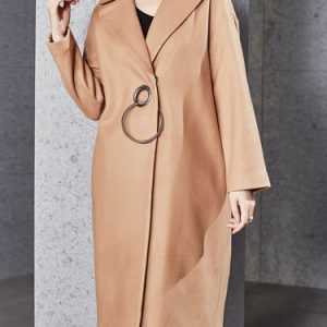 Grommet Long Sleeve Cocoon Solid Casual Coat