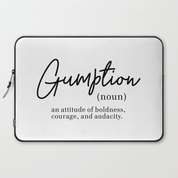 Gumption Definition - Word Nerd - Black Minimalist Computer Cover by Kit Cronk - Laptop Sleeve - 15"