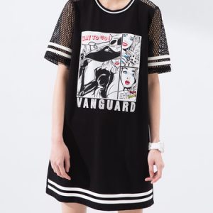 H-line Casual Short Sleeve Printed Mini Dress