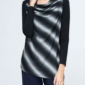 H-line Gradient Cowl Neck Long Sleeve Casual Blouse