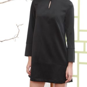 H-line Long Sleeve Embroidered Casual Mini Dress