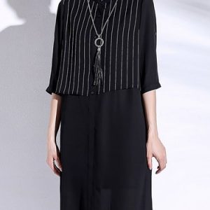 H-line Simple Half Sleeve Shirt Collar Tunic