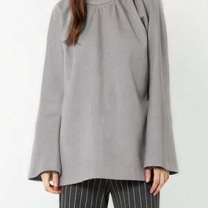 H-line Simple Long Sleeve Solid Cashmere Tunic