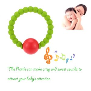 HOT Cute 100% Food Grade Silicone Bracelet Bangles with Round Bell Chewable Beads BPA Free Teethers Nursing Soothing Jewelry Toy for Baby Boys Girls Toddler Gift Mom