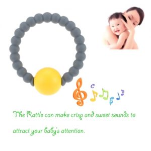 HOT Cute 100% Food Grade Silicone Bracelet Bangles with Round Bell Chewable Beads BPA Free Teethers Nursing Soothing Jewelry Toy for Baby Boys Girls Toddler Gift Mom