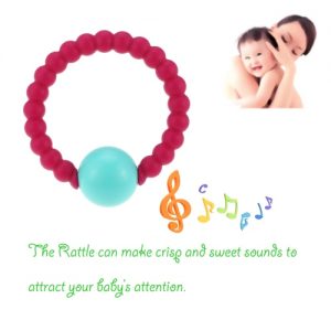 HOT Cute 100% Food Grade Silicone Bracelet Bangles with Round Bell Chewable Beads BPA Free Teethers Nursing Soothing Jewelry Toy for Baby Boys Girls Toddler Gift Mom