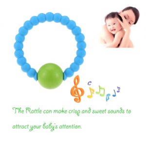 HOT Cute 100% Food Grade Silicone Bracelet Bangles with Round Bell Chewable Beads BPA Free Teethers Nursing Soothing Jewelry Toy for Baby Boys Girls Toddler Gift Mom