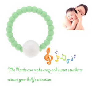 HOT Cute 100% Food Grade Silicone Bracelet Bangles with Round Bell Chewable Beads BPA Free Teethers Nursing Soothing Jewelry Toy for Baby Boys Girls Toddler Gift Mom