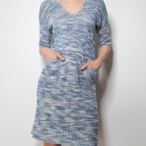 Half Sleeve Casual V Neck Sweater Dress