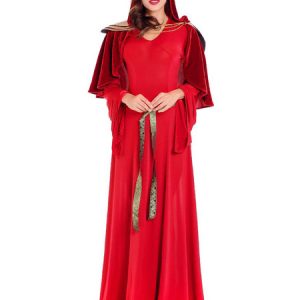 Halloweem Costume Women Red Greek Princess Queen Dresses Outfit Halloween