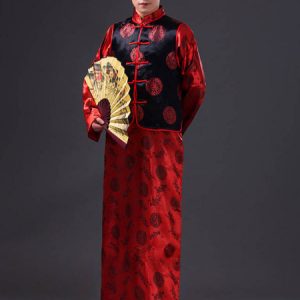 Halloween Chinese Costume Fancy Party Dress Red Ancient Gentlemen Baylor Gown Set In 3 Piece