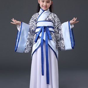 Halloween Chinese Costume Girls Blue Ancient Hanfu Costume Halloween