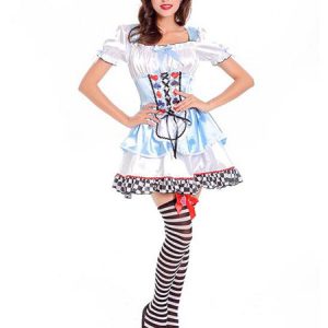 Halloween Costume Alice In Wonderland Women Light Blue Dresses And Headpieces